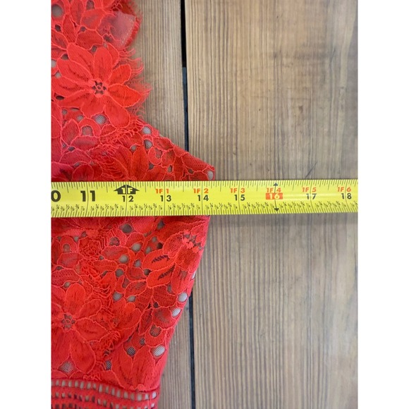 BCBGMAXAZRIA Ondina Red Orange Lace Scalloped Fit Flare Cocktail Dress Size‎ 0 - Picture 5 of 6